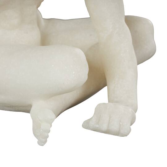 10" White Polystone Decorative Sitting Human Sculpture
